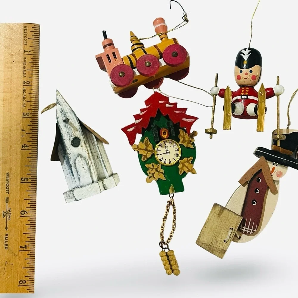 Vintage Classic Wooden Christmas Ornament Lot